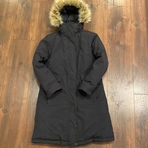 L.L. Bean Black Coat with Faux Fur Hood
